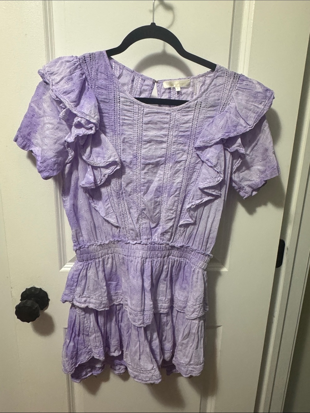 LoveShackFancy Natasha Lavender Ruffle Mini Dress Small